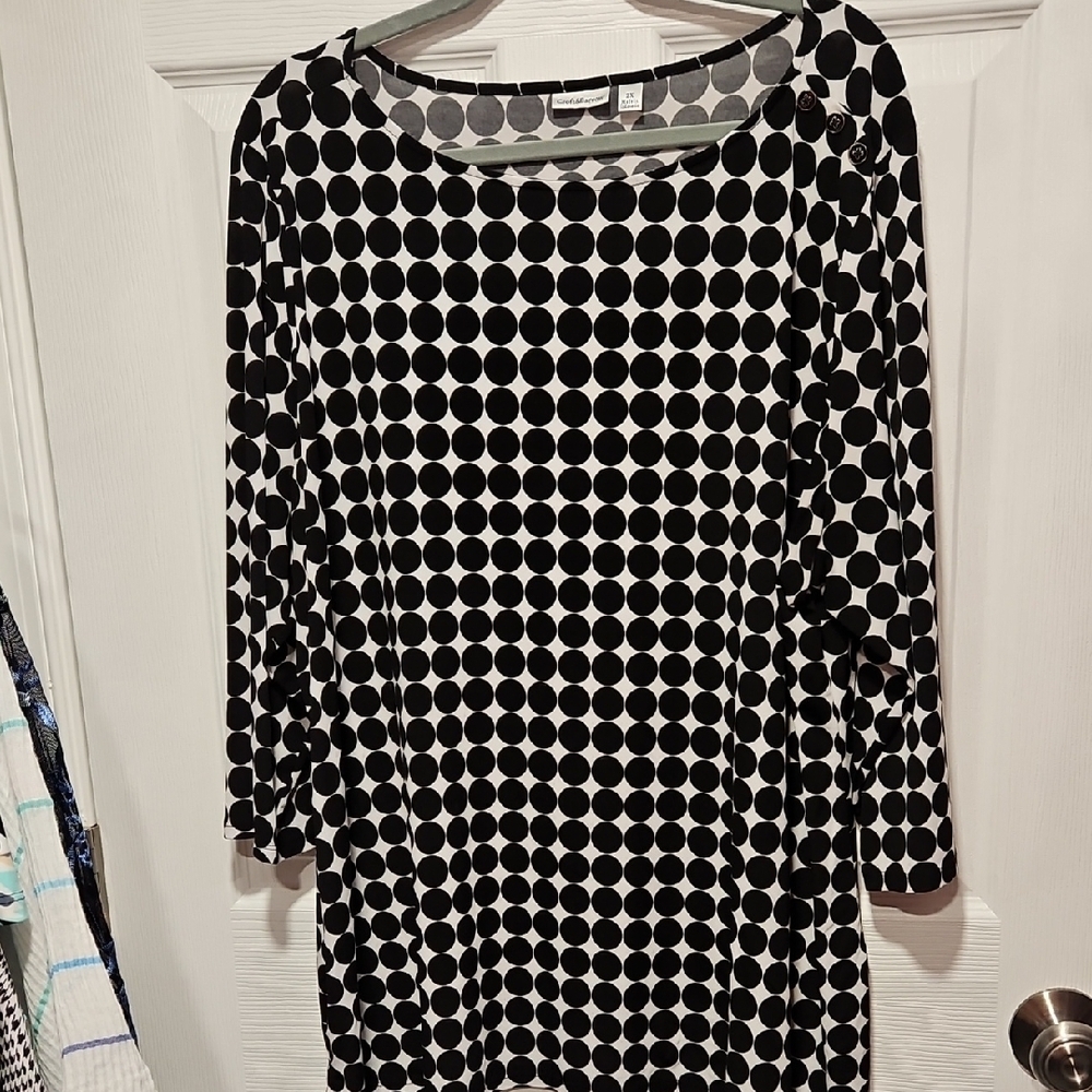 Croft & Barrow Black and White Polka Dot Blouse